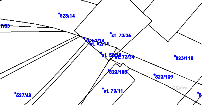 Parcela st. 52/18 v KÚ Kojátky, Katastrální mapa