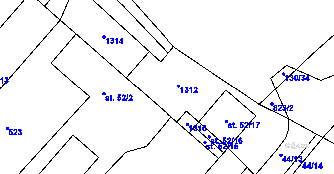 Parcela st. 52/20 v KÚ Kojátky, Katastrální mapa