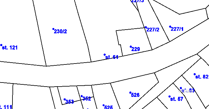 Parcela st. 61 v KÚ Kojátky, Katastrální mapa