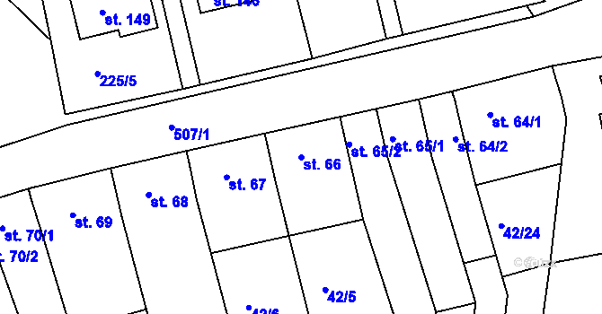 Parcela st. 66 v KÚ Kojátky, Katastrální mapa