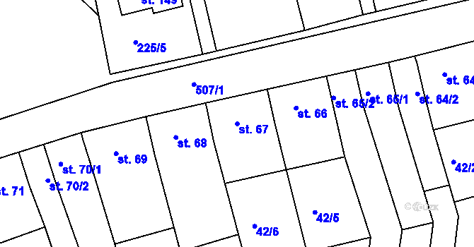 Parcela st. 67 v KÚ Kojátky, Katastrální mapa
