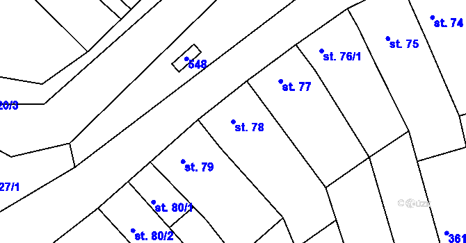 Parcela st. 78 v KÚ Kojátky, Katastrální mapa