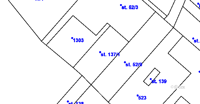 Parcela st. 137/1 v KÚ Kojátky, Katastrální mapa