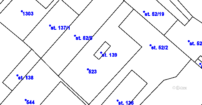 Parcela st. 139 v KÚ Kojátky, Katastrální mapa