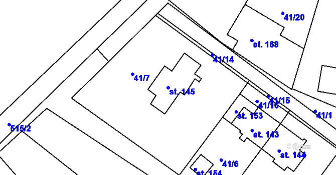 Parcela st. 145 v KÚ Kojátky, Katastrální mapa