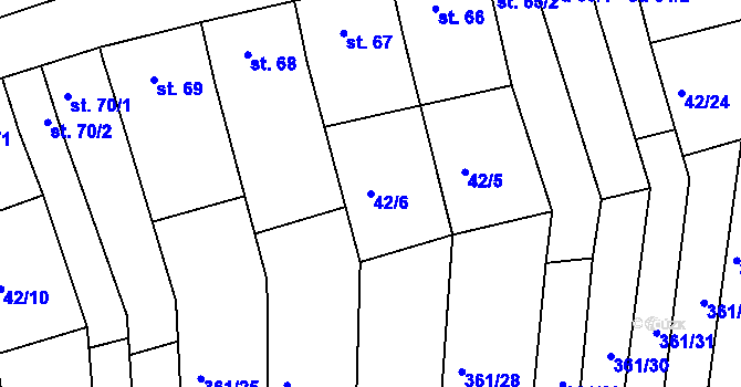 Parcela st. 42/6 v KÚ Kojátky, Katastrální mapa