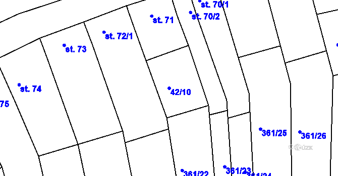 Parcela st. 42/10 v KÚ Kojátky, Katastrální mapa
