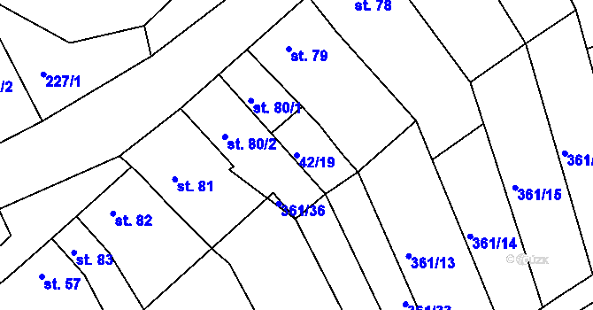 Parcela st. 42/19 v KÚ Kojátky, Katastrální mapa