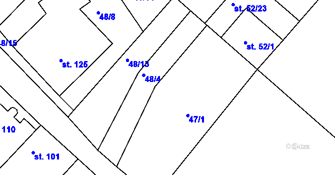 Parcela st. 48/2 v KÚ Kojátky, Katastrální mapa