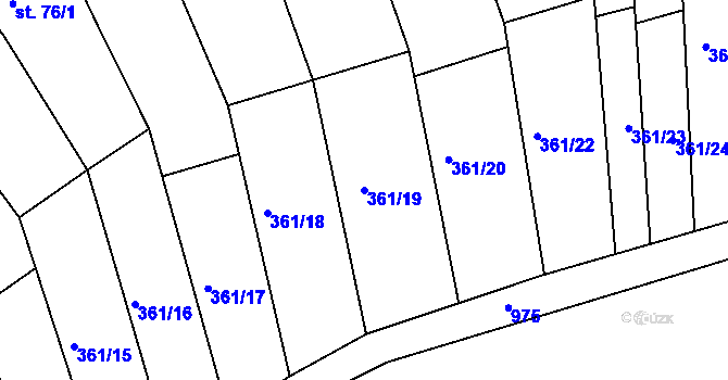 Parcela st. 361/19 v KÚ Kojátky, Katastrální mapa