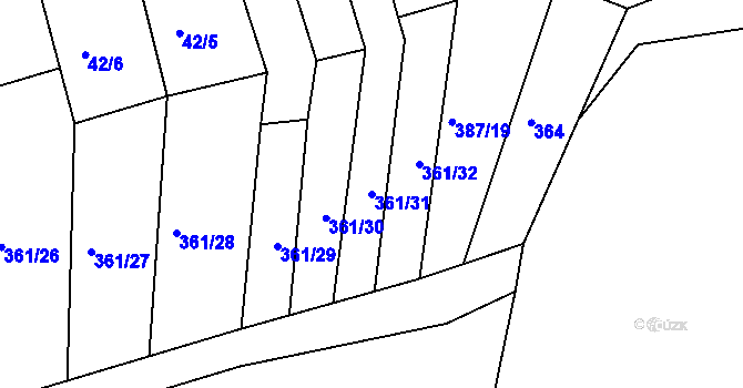 Parcela st. 361/31 v KÚ Kojátky, Katastrální mapa