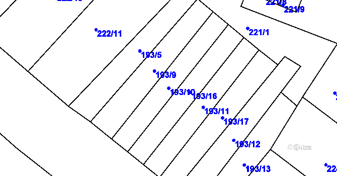 Parcela st. 193/10 v KÚ Kojátky, Katastrální mapa