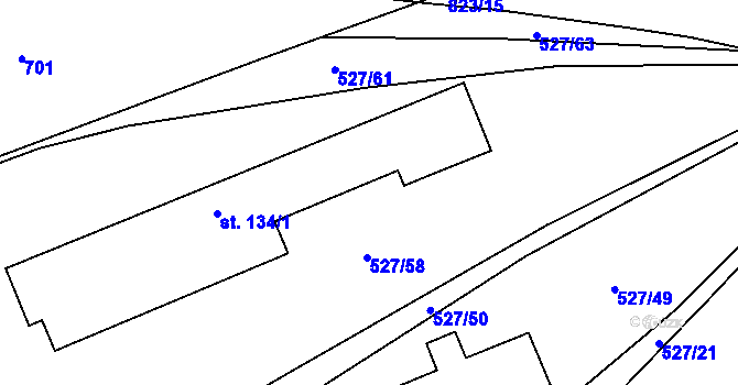 Parcela st. 527/66 v KÚ Kojátky, Katastrální mapa