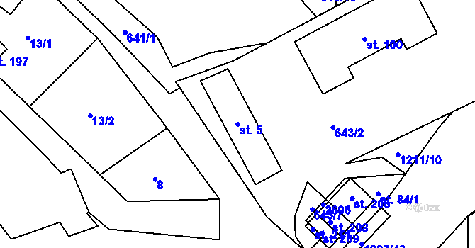 Parcela st. 5 v KÚ Kojčice, Katastrální mapa