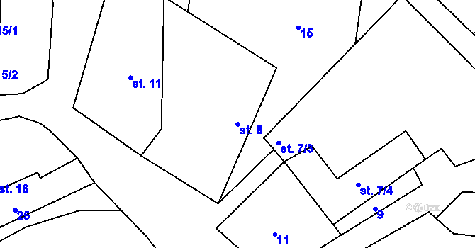 Parcela st. 8 v KÚ Kojčice, Katastrální mapa