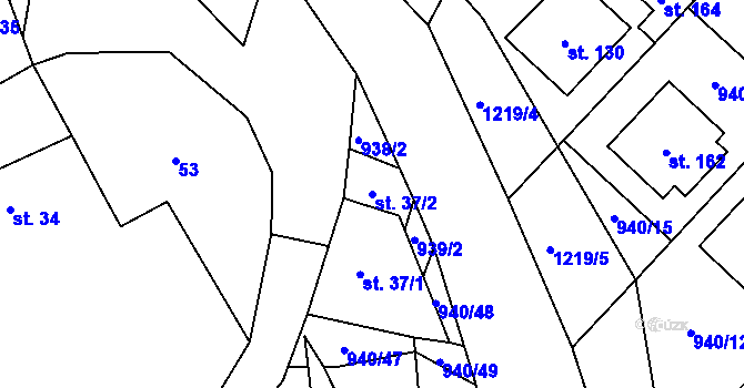 Parcela st. 37/2 v KÚ Kojčice, Katastrální mapa