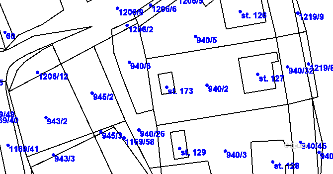Parcela st. 173 v KÚ Kojčice, Katastrální mapa