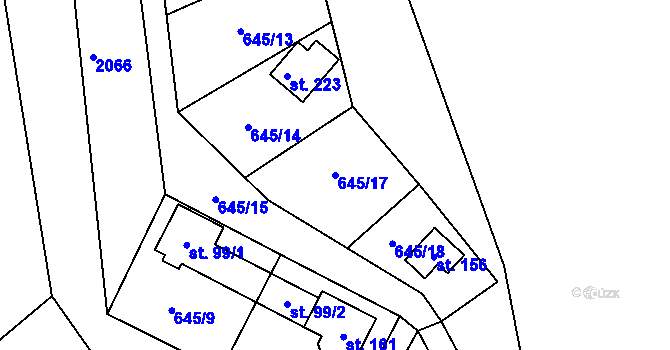 Parcela st. 645/17 v KÚ Kojčice, Katastrální mapa