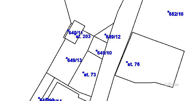 Parcela st. 649/10 v KÚ Kojčice, Katastrální mapa