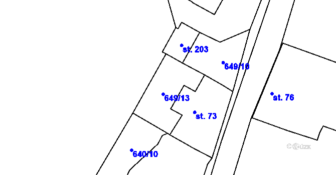 Parcela st. 649/13 v KÚ Kojčice, Katastrální mapa