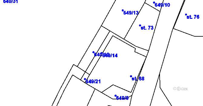 Parcela st. 649/14 v KÚ Kojčice, Katastrální mapa