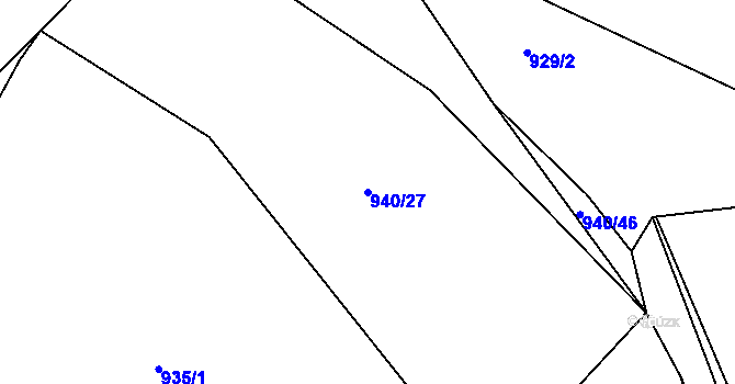 Parcela st. 940/27 v KÚ Kojčice, Katastrální mapa