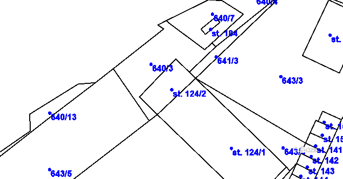 Parcela st. 124/2 v KÚ Kojčice, Katastrální mapa