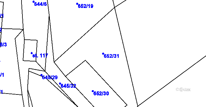 Parcela st. 652/31 v KÚ Kojčice, Katastrální mapa