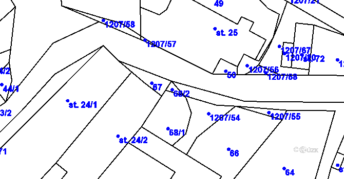 Parcela st. 68/2 v KÚ Kojčice, Katastrální mapa