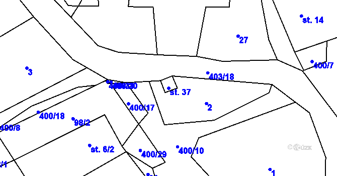 Parcela st. 37 v KÚ Služátky u Pelhřimova, Katastrální mapa