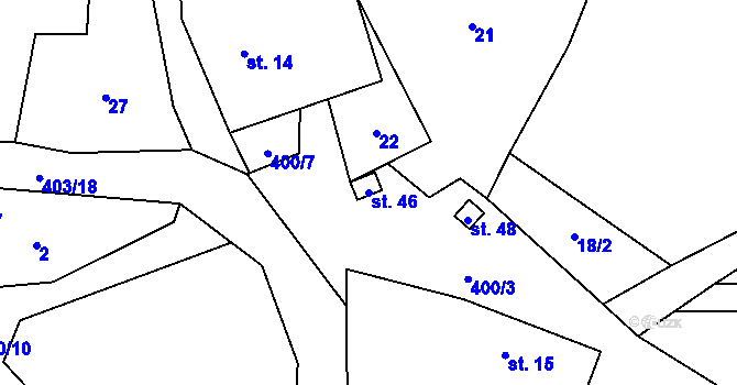Parcela st. 46 v KÚ Služátky u Pelhřimova, Katastrální mapa