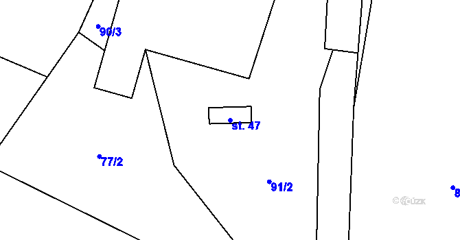 Parcela st. 47 v KÚ Služátky u Pelhřimova, Katastrální mapa