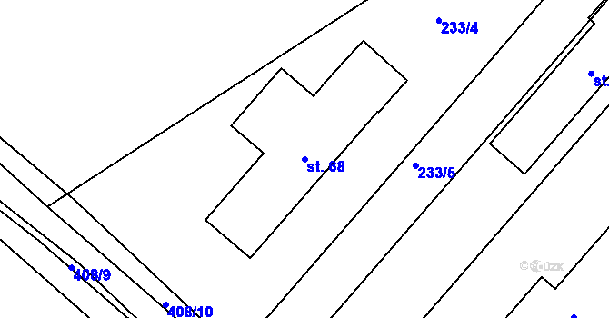 Parcela st. 68 v KÚ Služátky u Pelhřimova, Katastrální mapa