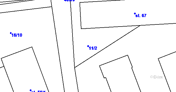 Parcela st. 11/2 v KÚ Služátky u Pelhřimova, Katastrální mapa