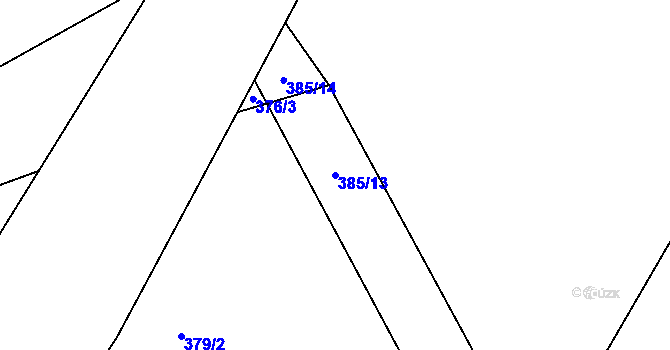 Parcela st. 385/13 v KÚ Služátky u Pelhřimova, Katastrální mapa