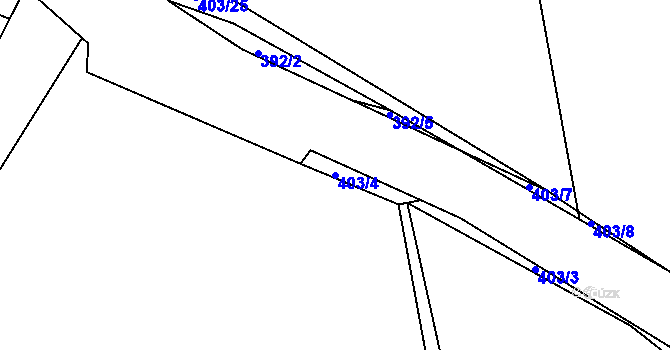Parcela st. 403/4 v KÚ Služátky u Pelhřimova, Katastrální mapa