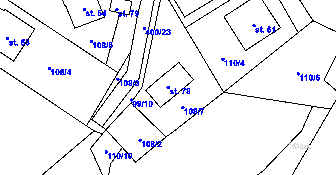 Parcela st. 78 v KÚ Služátky u Pelhřimova, Katastrální mapa