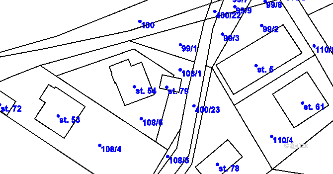 Parcela st. 79 v KÚ Služátky u Pelhřimova, Katastrální mapa