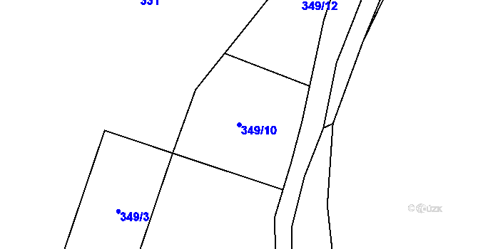 Parcela st. 349/10 v KÚ Služátky u Pelhřimova, Katastrální mapa
