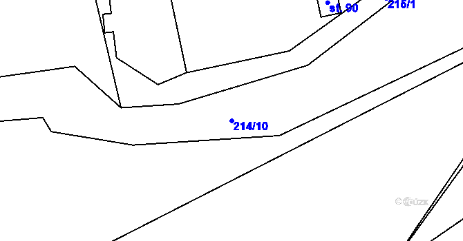 Parcela st. 214/10 v KÚ Služátky u Pelhřimova, Katastrální mapa