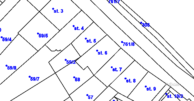 Parcela st. 6 v KÚ Kojetice u Prahy, Katastrální mapa