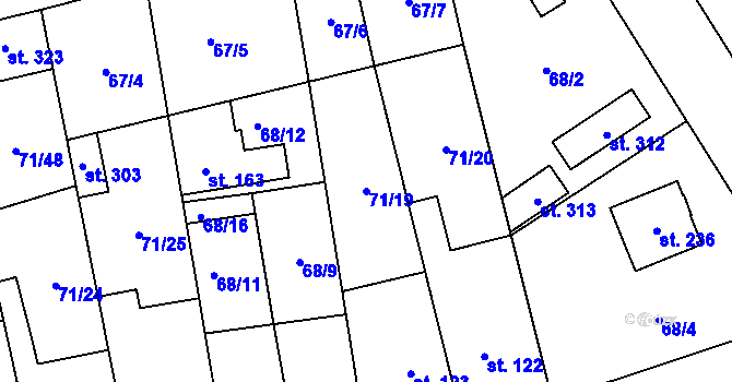 Parcela st. 71/19 v KÚ Kojetice u Prahy, Katastrální mapa