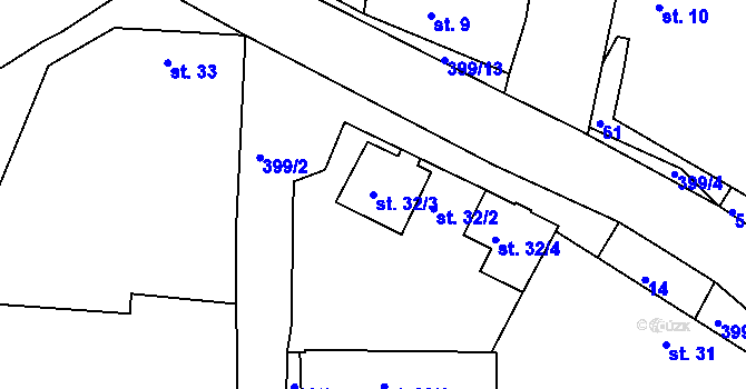 Parcela st. 32/3 v KÚ Kojetice na Moravě, Katastrální mapa