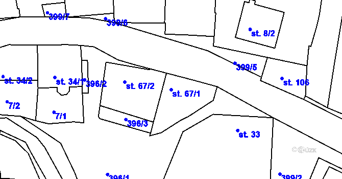 Parcela st. 67/1 v KÚ Kojetice na Moravě, Katastrální mapa