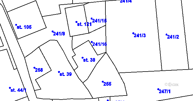 Parcela st. 256 v KÚ Kojetice na Moravě, Katastrální mapa