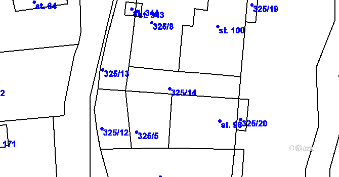 Parcela st. 325/14 v KÚ Kojetice na Moravě, Katastrální mapa