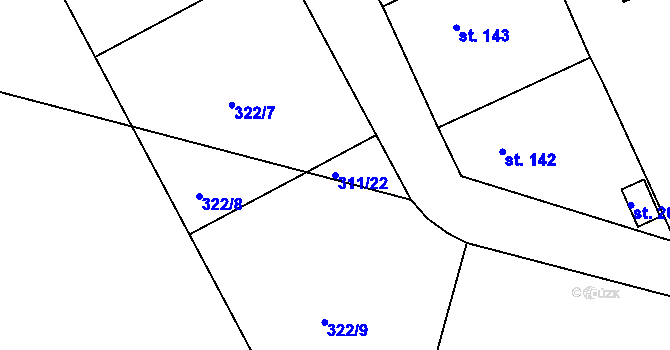 Parcela st. 311/22 v KÚ Kojetice na Moravě, Katastrální mapa