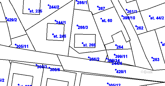 Parcela st. 269 v KÚ Kojetice na Moravě, Katastrální mapa