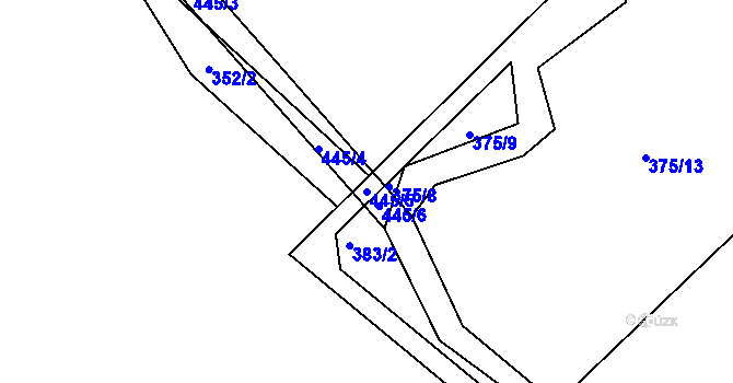 Parcela st. 445/5 v KÚ Kojetice na Moravě, Katastrální mapa