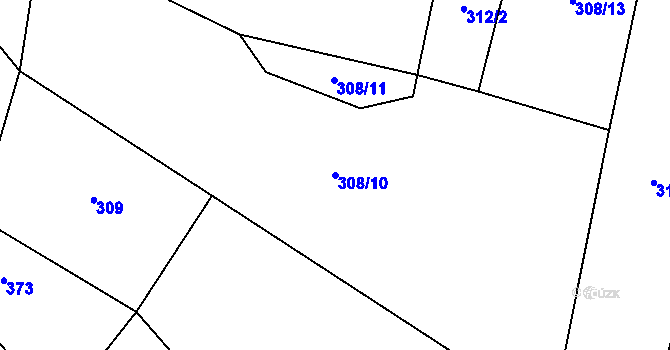 Parcela st. 308/10 v KÚ Kojetín u Havlíčkova Brodu, Katastrální mapa